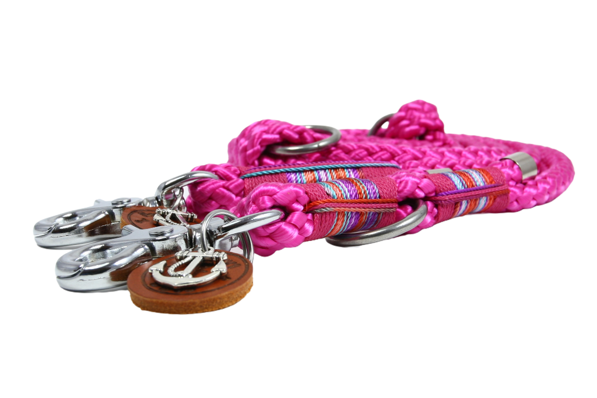 Flat Braid Hundeführleine Fuchsia 12mm  