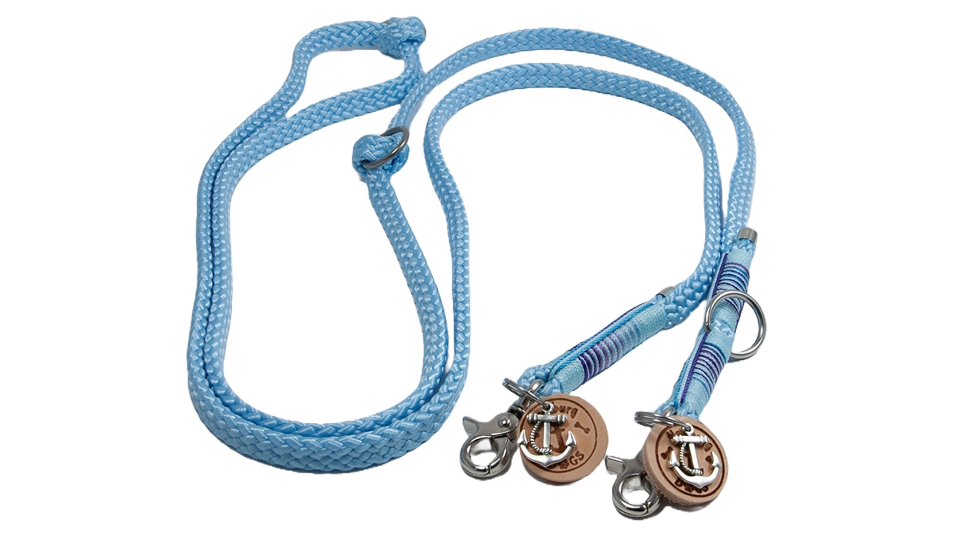 Hundeleine aus Flat Braid Baby Blue 8mm 