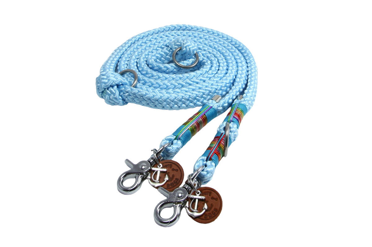 Flat Braid Hundeführleine Babyblue  12mm
