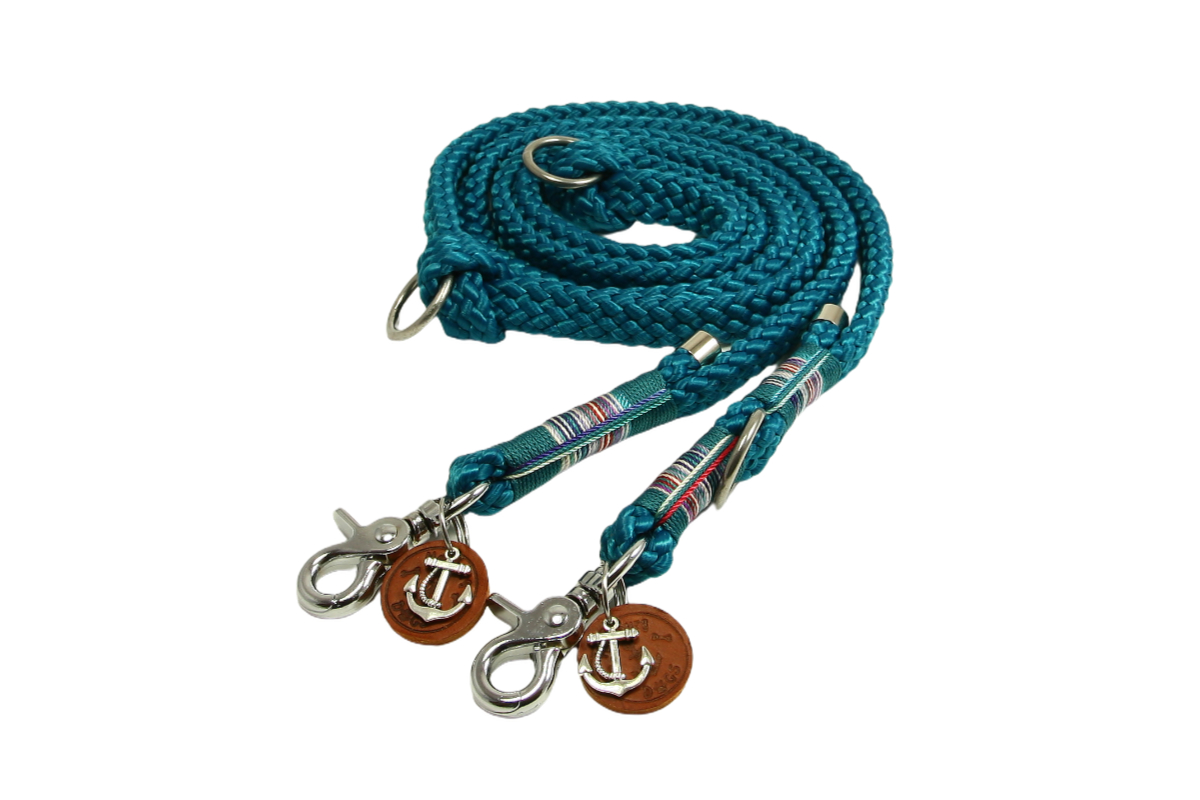 Hundeleine Flat Braid Aqua  12mm 