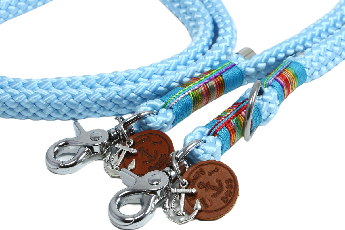 Flat Braid Hundeführleine Babyblue  12mm