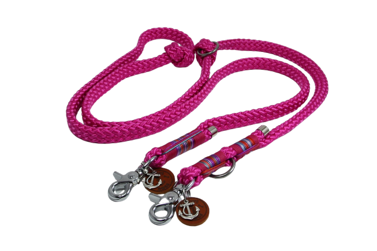 Flat Braid Hundeführleine Fuchsia 12mm  