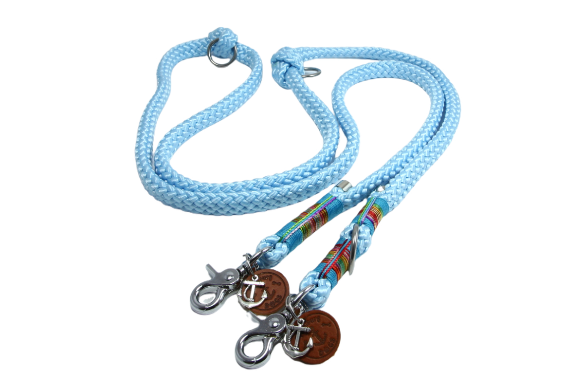 Flat Braid Hundeführleine Babyblue  12mm